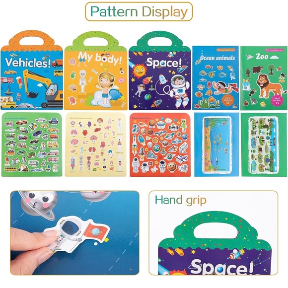 5 Piece set Reusable Sticker Book - Picture 2 of 6